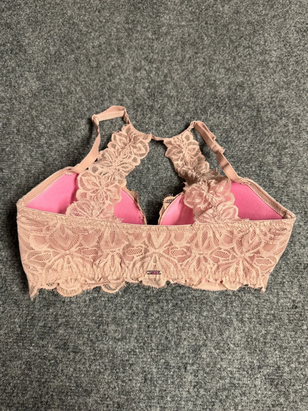 Victoria’s Secret PINK Lace Racerback Push-Up Bra in Dusty Rose